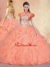 2016 Customized Brush Train Sweet 16 Gowns with Ruffles and Pick Ups  SJQDDT429002FOR