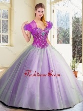 2016 Discount Floor Length Lavender Sweet 16 Dresses with Beading SJQDDT384002FOR 