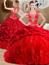 2016 Fashionable Red Sweet 16 Dresses with Beading and Pick Ups  SJQDDT476002-2FOR