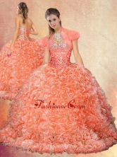 2016 Perfect Brush Train Sweet 16 Dresses with Beading and Ruffles SJQDDT433002FOR