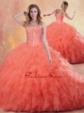 2016 Pretty Ball Gown Orange Red Quinceanera Dresses with Ruffles SJQDDT410002FOR