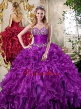2016 Super Hot Sweetheart Purple Quinceanera Dresses with Beading and Ruffles SJQDDT393002FOR