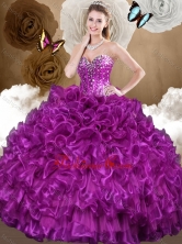Beautiful 2016 Purple Sweet 16 Gowns with Beading and Ruffles SJQDDT484002-1FOR