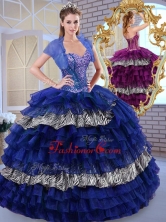 Beautiful Sweetheart Ball Gown Ruffled Layers and Zebra Quinceanera Dresses QDDTL1002-2FOR