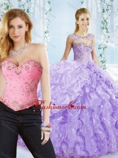 Big Puffy Bubble and Beaded Lavender Detachable Sweet 16 Dress in Organza SJQDDT549002AFOR