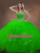 Classical Spring Green Quinceanera Gowns with Beading and Ruffles SWQD050MT-2FOR