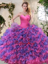 Eggplant Purple and Pink Sweet 16 Dress with Ruffled Layers XFQD1054FOR