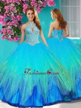 Fashionable Halter Top Rainbow Quinceanera Dress with Beading and Appliques SJQDDT613002FOR