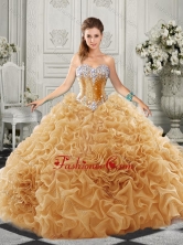 Luxurious Organza Champagne Quinceanera Dress with Beading and Ruffles SJQDDT521002-1FOR