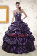 Modern Sweetheart Purple Sweet 15 Dresses with Appliques for 2015 XFNAO126FOR