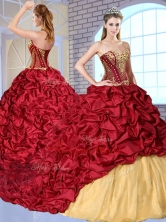 Most Popular Sweetheart Brush Train Pick Ups and Appliques Sweet 16 Dresses QDDTN1002FOR