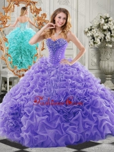 New Style Organza Lavender Sweet 16 Dress with Beading and Ruffles SJQDDT517002-1FOR