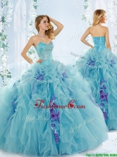 Sweet Beaded Aque Blue Detachable Quinceanera Dresses in Organza  QDDTC53002FOR