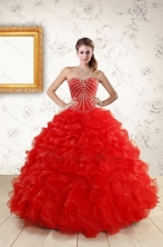Sweetheart Beading Perfect Red Quinceanera Dresses for 2015 XFNAO092FOR