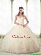 2015 Fall New Arrival Champagne Sweetheart Quinceanera Dresses with Beading SJQDDT66002FOR