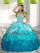 2015 Sweetheart Multi Color Quinceanera Gown with Ruffles and Beading QDDTA12002FOR