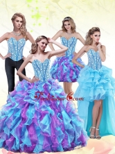 2015 The Most Popular Beading and Ruffles Sweetheart Quinceanera Dresses in Multi Color QDDTA71001FOR
