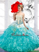 Beautiful 2015 Summer Floor Length Quinceanera Dresses with Beading and Ruffles SJQDDT39002FOR