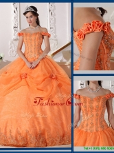 Beautiful Ball Gown Appliques and Hand Made Flowers Sweet 16 Dresses  QDZY575AFOR