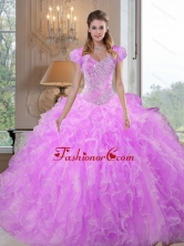 Comfortable Sweetheart Beading and Ruffles Lilac Sweet 16 Dresses for 2015 QDDTC21002FOR