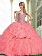 Elegant 2015 Fall Quinceanera Dresses with Beading in Watermelon SJQDDT64002FOR