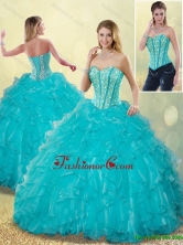 Elegant Aqua Blue Sweet 16 Dresses with Beading and Ruffles SJQDDT186002FOR
