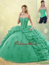 Hot Sale Turquoise Quinceanera Dresses with Brush Train for 2016 SJQDDT191002-8FOR