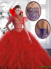 Luxurious Red Sweetheart Quinceanera Gowns with Beading SJQDDT131002-1FOR