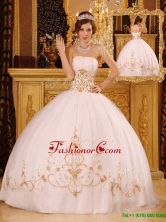 New Style White Ball Gown Strapless Floor Length Quinceanera Dresses  QDZY089AFOR