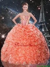 Popular Beaded and Ruffles 2016 Quinceanera Dresses with Brush Train QDDTA96002FOR