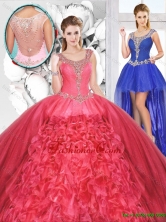 Popular Beaded and Ruffles Detachable Quinceanera Dresses for 2016 SJQDDT130001-1FOR