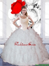 Pretty Ball Gown Ruffles and Beaded Quinceanera Dresses for 2015 Summer SJQDDT44002FOR