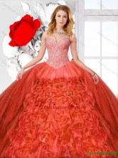 Straps and Ruffles Luxurious Quinceanera Dresses with Beading SJQDDT127002-1FOR