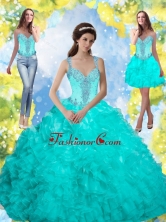 The Most Popular Beading and Ruffles Quinceanera Dresses in Aqua Blue SJQDDT16001FOR
