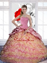 The Most Popular Pick Ups and Ruffles Sweetheart 2015 Quinceanera Dresses in Multi Color QDDTD28002FOR