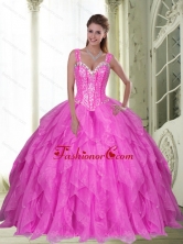 The Most Popular Sweetheart Beading and Ruffles Fuchsia Quinceanera Dresses for 2015 SJQDDT23002-2FOR
