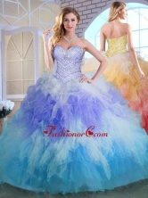2016 Elegant Sweetheart Multi Color Quinceanera Gowns with Beading and Ruffles SJQDDT386002-1FOR