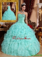 Recommended 2016 Exquisite Beading and Ruffles Quinceanera Dresses in Apple Green  QDZY663CFOR