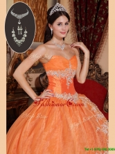 Recommended 2016 Exquisite Orange Red Quinceanera Gowns with Beading and Appliques  QDZY308CFOR