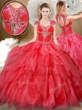 2016 Hot Sale Sweetheart Beading and Red Quinceanera Dresses QDDTQ1002FOR