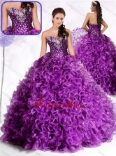 2016 Luxurious Ball Gown Sweetheart Ruffles and Sequins Quinceanera Dresses SJQDDT467002FOR
