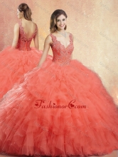 2016 New Arrivals V Neck Sweet 16 Dresses with Ruffles and Appliques SJQDDT417002FOR