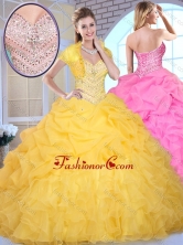 2016 Pretty Ball Gown Sweetheart Beading and Pick Ups Quinceanera Gowns SJQDDT374002FOR