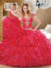 2016 Wonderful Red Sweet 16 Dresses with Beading and Ruffles SJQDDT473002-2FOR