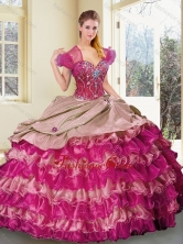 2016 Wonderful Sweetheart Multi Color Quinceanera Gowns with Ruffled Layers SJQDDT362002FOR