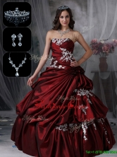 Recommended Classical Strapless Quinceanera Dresses in Burgundy  JMCHSD083101DFOR