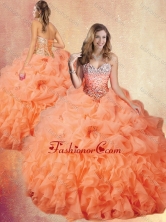 Customized Brush Train Sweet 16 Gowns with Ruffles and Pick Ups SJQDDT437002FOR