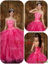 Recommended Fashionable Hot Pink Sweet 16 Dresses with Appliques and Ruffles QDZY003DFOR
