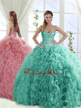Gorgeous Beaded Brush Train Detachable Sweet 16 Dresses with Rolling FlowerSJQDDT562002FOR