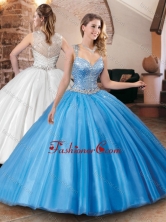 Luxurious See Through Back Straps Quinceanera Dress with Beaded Bodice XFQD1051FOR